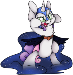 Size: 6772x6913 | Tagged: safe, artist:cutepencilcase, sweetie belle, pony, unicorn, g4, absurd resolution, accessory swap, bipedal, clothes, commission, cosplay, costume, cute, diasweetes, female, nightmare retardant, nightmare sweetie belle, open mouth, simple background, solo, transparent background