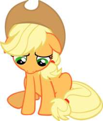 Size: 9357x11000 | Tagged: safe, artist:krazy3, applejack, earth pony, pony, g4, the last roundup, .svg available, absurd resolution, female, floppy ears, mare, sad, simple background, sitting, solo, transparent background, vector