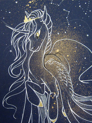 Size: 1280x1707 | Tagged: safe, artist:casynuf, princess luna, g4, female, photo, solo, traditional art