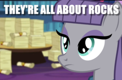 Size: 1240x806 | Tagged: safe, edit, edited screencap, screencap, maud pie, g4, the crystalling, frown, image macro, meme, rock, scroll, that pony sure does love rocks