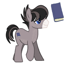 Size: 622x656 | Tagged: safe, artist:katzapegasister, artist:sinfulbases, oc, oc only, oc:kaiko, book, offspring, parent:limestone pie, parent:quibble pants, solo