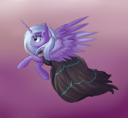 Size: 2000x1846 | Tagged: safe, artist:vanillaghosties, princess luna, g4, clothes, cute, dress, female, flying, lunabetes, s1 luna, solo