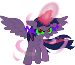 Size: 1265x1105 | Tagged: safe, artist:wolfangelmoon, twilight sparkle, alicorn, pony, g4, angry, corrupted, crying, dark magic, female, magic, simple background, solo, sombra eyes, tears of anger, transparent background, twilight is anakin, twilight sparkle (alicorn)
