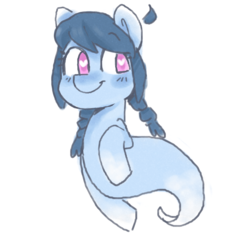 Size: 1162x1125 | Tagged: safe, artist:meowing-ghost, oc, oc only, ghost, pony, blushing, heart eyes, solo, wingding eyes