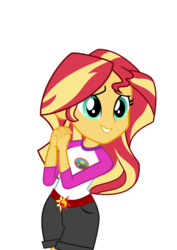 Size: 3296x4661 | Tagged: safe, artist:keronianniroro, sunset shimmer, equestria girls, g4, my little pony equestria girls: legend of everfree, camp everfree outfits, clothes, cute, female, high res, shimmerbetes, shorts, simple background, smiling, solo, transparent background, vector
