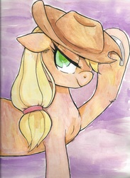 Size: 2550x3477 | Tagged: safe, artist:buttercupsaiyan, applejack, g4, female, high res, solo, traditional art