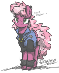 Size: 2148x2669 | Tagged: safe, artist:flutterthrash, cheerilee, earth pony, pony, g4, '90s, 90s cheerilee, alternate hairstyle, braces, clothes, female, high res, mare, newbie artist training grounds, piercing, solo