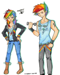 Size: 2047x2564 | Tagged: safe, artist:kyogurt-star459, rainbow dash, human, g4, humanized, nail polish, rainbow blitz, rule 63