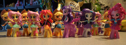 Size: 3990x1436 | Tagged: safe, applejack, fluttershy, pinkie pie, rarity, sunset shimmer, twilight sparkle, centaur, equestria girls, g4, centaur pie, centaur sunset, centaur twilight, centaurity, centaurjack, centaurshy, clothes, doll, duality, equestria girls minis, eqventures of the minis, female, irl, jackletree, multeity, photo, skirt, toy, triality, twilight sparkle (alicorn)
