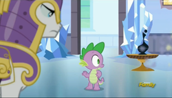 Size: 2527x1431 | Tagged: safe, screencap, shining armor, spike, g4, the times they are a changeling