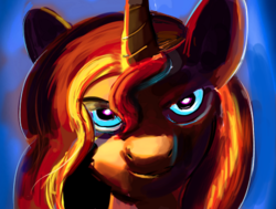 Size: 426x322 | Tagged: safe, edit, sunset shimmer, pony, unicorn, g4, female, glowing eyes, looking at you, solo