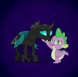 Size: 1163x1141 | Tagged: safe, screencap, spike, thorax, changeling, g4, the times they are a changeling