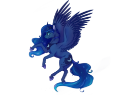 Size: 1024x768 | Tagged: safe, artist:galaxy-thespacewolf, princess luna, g4, female, looking at you, simple background, smiling, solo, spread wings, transparent background, wings