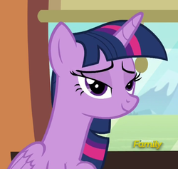 Size: 484x459 | Tagged: safe, screencap, twilight sparkle, alicorn, pony, g4, the times they are a changeling, cropped, discovery family logo, female, lidded eyes, mare, solo, twilight sparkle (alicorn)