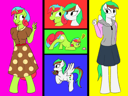 Size: 1600x1200 | Tagged: safe, artist:timidwithapen, oc, oc only, oc:emerald cook, oc:rose flowers, pegasus, unicorn, anthro, unguligrade anthro, clothes, flower, food, freckles, ice cream, transgender