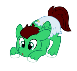 Size: 400x368 | Tagged: safe, artist:sugarfate, oc, oc only, oc:northern haste, pony, baby, baby pony, chibi, diaper, foal, simple background, solo, transparent background