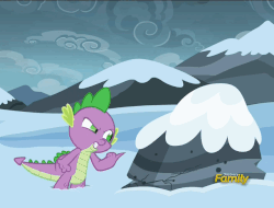 Size: 639x486 | Tagged: safe, screencap, spike, dragon, g4, the times they are a changeling, animated, male, rock, solo