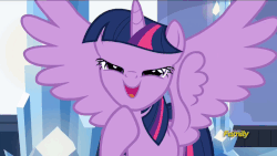 Size: 864x486 | Tagged: safe, screencap, twilight sparkle, alicorn, pony, g4, the times they are a changeling, adorkable, animated, cute, discovery family logo, dork, female, flapping, grin, happy, open mouth, smiling, solo, spread wings, talking, twiabetes, twilight sparkle (alicorn), wings