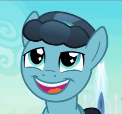 Size: 518x486 | Tagged: safe, screencap, crystal hoof, thorax, changeling, crystal pony, pony, g4, the times they are a changeling, cropped, disguise, disguised changeling, faic, gif, happy, male, non-animated gif, smiling, solo
