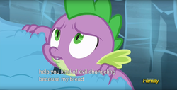 Size: 1920x975 | Tagged: safe, screencap, spike, g4, my little pony: friendship is magic, the times they are a changeling, meme, youtube caption