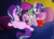 Size: 1288x920 | Tagged: dead source, safe, artist:dsana, daring do, spike, starlight glimmer, twilight sparkle, alicorn, dragon, pony, unicorn, daring do and the marked thief of marapore, g4, the daring do adventure collection, baby, baby dragon, bed, book, chocolate, comic book, cute, female, food, glimmerbetes, hot chocolate, lying, male, mare, marshmallow, mother and child, mother and son, on side, pillow, popcorn, prone, reading, rear view, signature, sitting, spikabetes, spikelove, twiabetes, twilight sparkle (alicorn), twilight's castle