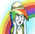 Size: 1153x1128 | Tagged: safe, artist:linlaifeng, rainbow dash, equestria girls, g4, :3, derp, female, rainbow, solo