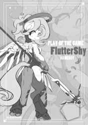 Size: 1024x1448 | Tagged: safe, artist:kuma8696, fluttershy, anthro, g4, crossover, female, mercy, mercyshy, overwatch, play of the game, solo