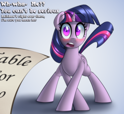 Size: 1631x1500 | Tagged: safe, artist:january3rd, twilight sparkle, alicorn, pony, adorkable, blushing, bronybait, crossed hooves, crossed legs, cute, dialogue, dork, embarrassed, female, invitation, looking at you, offscreen character, raised eyebrow, raised tail, reservation, shocked, solo, tail, twilight sparkle (alicorn)