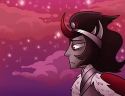 Size: 1019x784 | Tagged: safe, artist:hybrid-control, king sombra, human, g4, cloud, cloudy, humanized, male, pony coloring, sad, solo, stars