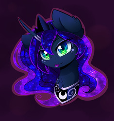 Size: 1280x1362 | Tagged: safe, artist:magnaluna, princess luna, pony, g4, :p, bust, chest fluff, crown, cute, ear fluff, female, jewelry, looking at you, lunabetes, mare, modified accessory, piercing, portrait, regalia, solo, tongue out, tongue piercing