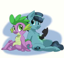 Size: 2000x1800 | Tagged: safe, artist:itstaylor-made, crystal hoof, spike, thorax, changeling, g4, the times they are a changeling, cute, disguise, disguised changeling, gay, male, ship:thoraxspike, shipping, sitting, spikabetes, spikeling, spikelove, thorabetes