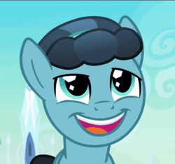 Size: 518x486 | Tagged: safe, screencap, crystal hoof, thorax, changeling, crystal pony, pony, g4, the times they are a changeling, cropped, disguise, disguised changeling, faic, happy, male, reaction image, smiling, solo