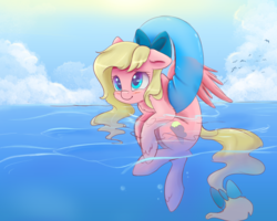 Size: 5000x4000 | Tagged: safe, artist:ardail, artist:csox, oc, oc only, oc:bay breeze, pegasus, pony, absurd resolution, bubble, collaboration, cute, floaty, flowing mane, flowing tail, ocean, smiling, solo, swimming, tail, water