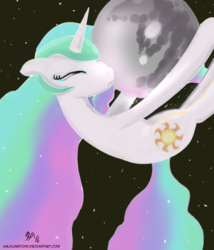 Size: 720x840 | Tagged: safe, artist:halflingpony, princess celestia, alicorn, pony, g4, crying, mare in the moon, moon, tangible heavenly object