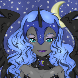 Size: 512x512 | Tagged: safe, artist:kyogurt-star459, nightmare moon, human, g4, female, humanized, lipstick, pony coloring, solo