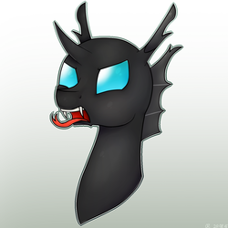 Size: 1200x1200 | Tagged: safe, artist:olyanna, thorax, changeling, g4, the times they are a changeling, hissing, male, solo, tongue out