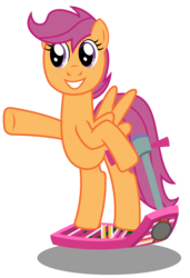 Size: 1703x2494 | Tagged: safe, artist:sketchmcreations, scootaloo, pegasus, pony, g4, back to the future, female, hoverboard, inkscape, scooter, simple background, solo, transparent background, vector