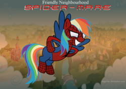 Size: 1390x990 | Tagged: safe, artist:diegotan, rainbow dash, g4, male, parody, spider-man