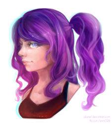 Size: 937x1036 | Tagged: safe, artist:iskanel, rarity, human, g4, female, humanized, ponytail, simple background, solo