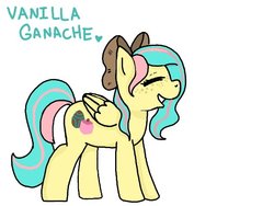 Size: 640x480 | Tagged: safe, artist:manitkathunderhooves, oc, oc only, oc:vanilla ganache, pegasus, pony, eyes closed, freckles, hair bow, solo