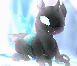 Size: 800x686 | Tagged: safe, artist:okaces, thorax, changeling, g4, the times they are a changeling, cute, cuteling, male, one eye closed, solo, wink