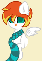 Size: 357x517 | Tagged: safe, artist:angel pony, oc, oc only, oc:dookin foof lord, bust, clothes, cute, phhh, portrait, scarf, simple background, solo, tongue out, wings