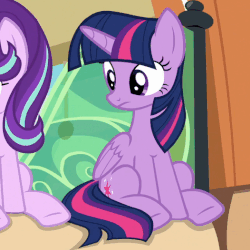 Size: 526x526 | Tagged: safe, screencap, starlight glimmer, twilight sparkle, alicorn, pony, g4, the times they are a changeling, animated, blinking, cute, female, gif, solo focus, twiabetes, twilight sparkle (alicorn)