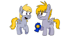 Size: 4000x2000 | Tagged: safe, artist:saveraedae, chirpy hooves, crackle pop, g4, the cart before the ponies, blue ribbon, brother and sister, cute, hoof hold, siblings, simple background, transparent background