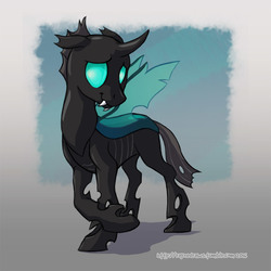 Size: 864x864 | Tagged: safe, artist:raynesgem, thorax, changeling, g4, the times they are a changeling, cute, floppy ears, looking at you, male, raised hoof, shy, smiling, solo, thorabetes