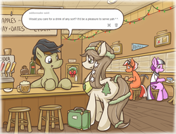 Size: 1280x980 | Tagged: safe, artist:campus-cats, oc, oc only, oc:ace, oc:pine, ask pine pony, bar