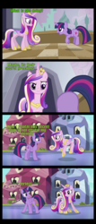 Size: 1288x3000 | Tagged: safe, artist:sasha-flyer, screencap, princess cadance, queen chrysalis, twilight sparkle, alicorn, pony, a canterlot wedding, g4, the times they are a changeling, comic, disguise, disguised changeling, fake cadance, screencap comic, sunshine sunshine, theory, twilight sparkle (alicorn)