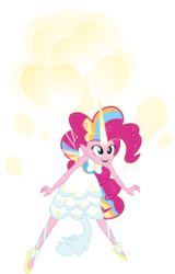 Size: 5615x8787 | Tagged: safe, artist:orin331, pinkie pie, equestria girls, g4, my little pony equestria girls: friendship games, absurd resolution, clothes, daydream shimmer, daydream-ified, dress, elf ears, female, flash puppet, open mouth, sleeveless, solo, vector
