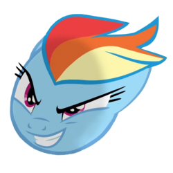 Size: 640x640 | Tagged: safe, edit, edited screencap, screencap, rainbow dash, g4, stranger than fan fiction, determined, female, floating head, reaction, reaction image, solo