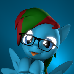Size: 710x710 | Tagged: safe, artist:iamderpyborn, oc, oc only, oc:bacon hoodie, pegasus, pony, 3d, cute, glasses, male, ponysona, simple background, solo, source filmmaker, tongue out
